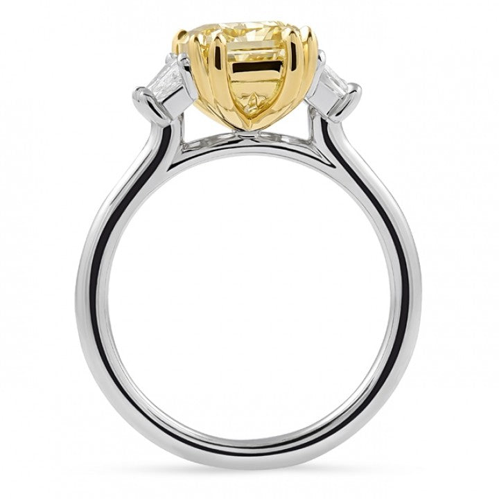 Yellow Radiant Cut Diamond Three-Stone Ring