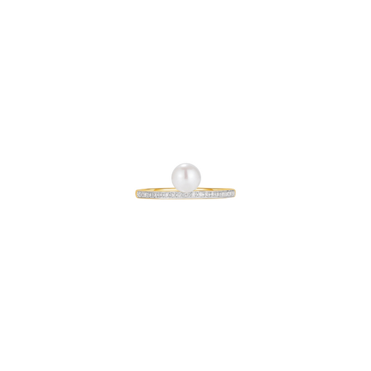 18k yellow gold ring with a pearl