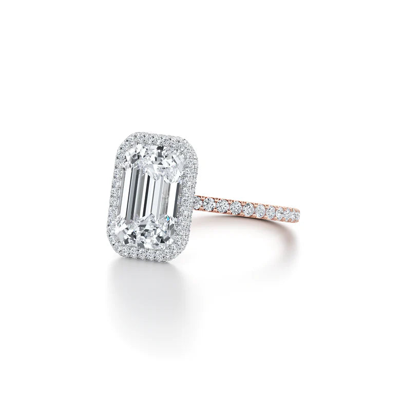 Yaalta Halo Emerald Engagement Ring