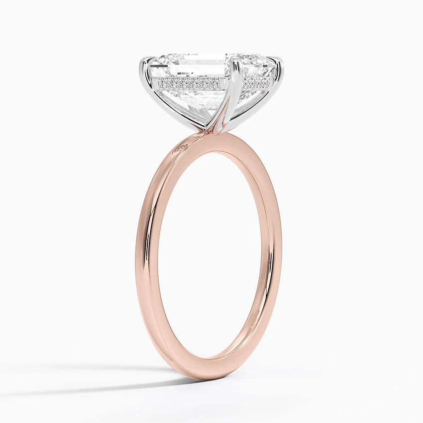 Yaalta Two-Tone Hidden Halo Emerald Ring
