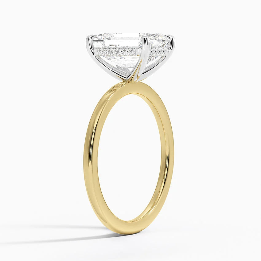 Yaalta Two-Tone Hidden Halo Emerald Ring