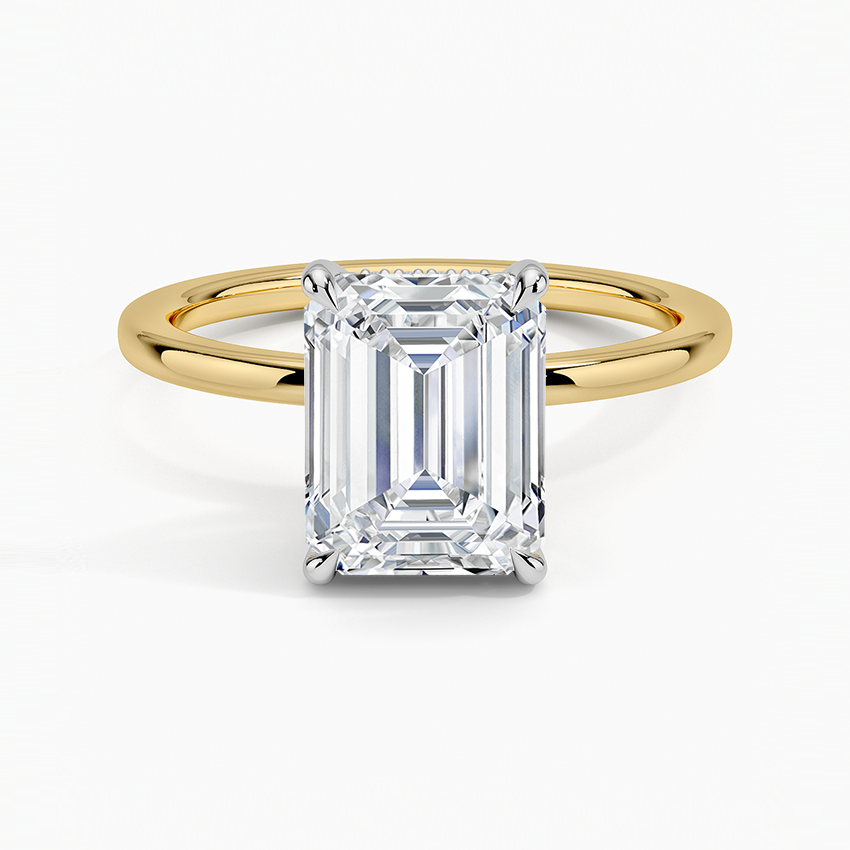 Yaalta Two-Tone Hidden Halo Emerald Ring