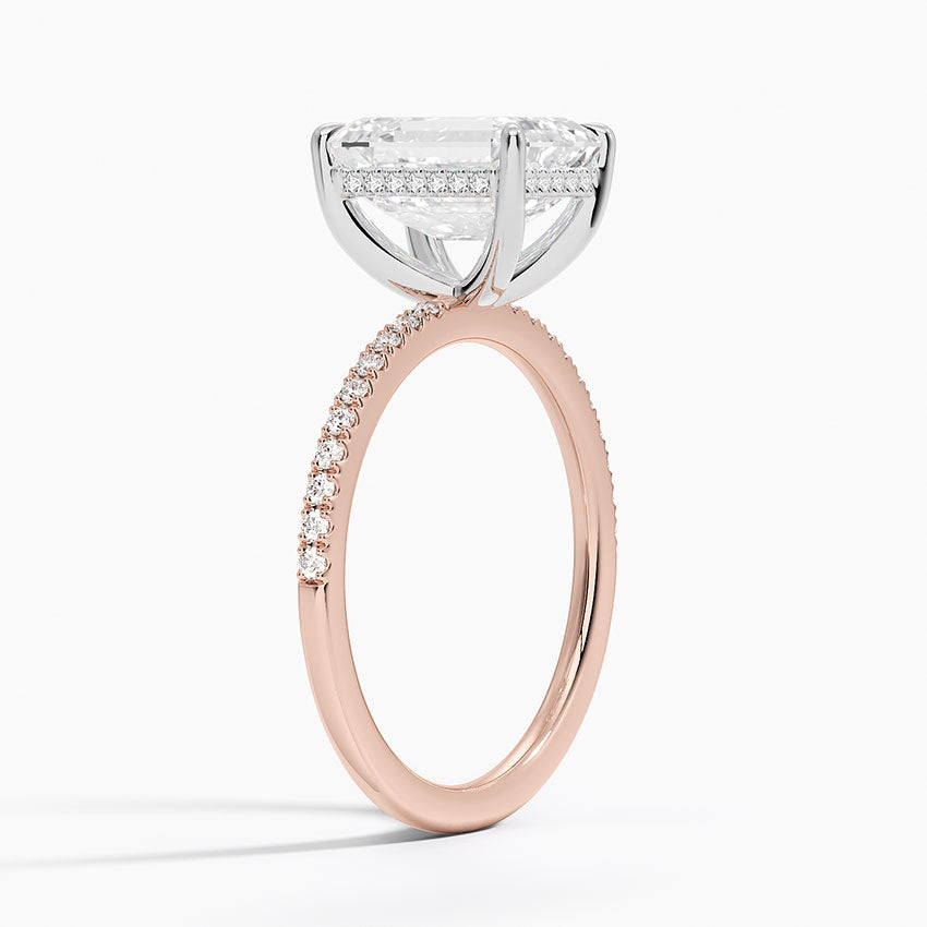 Yaalta Two-Tone Hidden Halo Emerald Ring