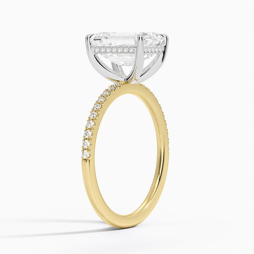 Yaalta Two-Tone Hidden Halo Emerald Ring