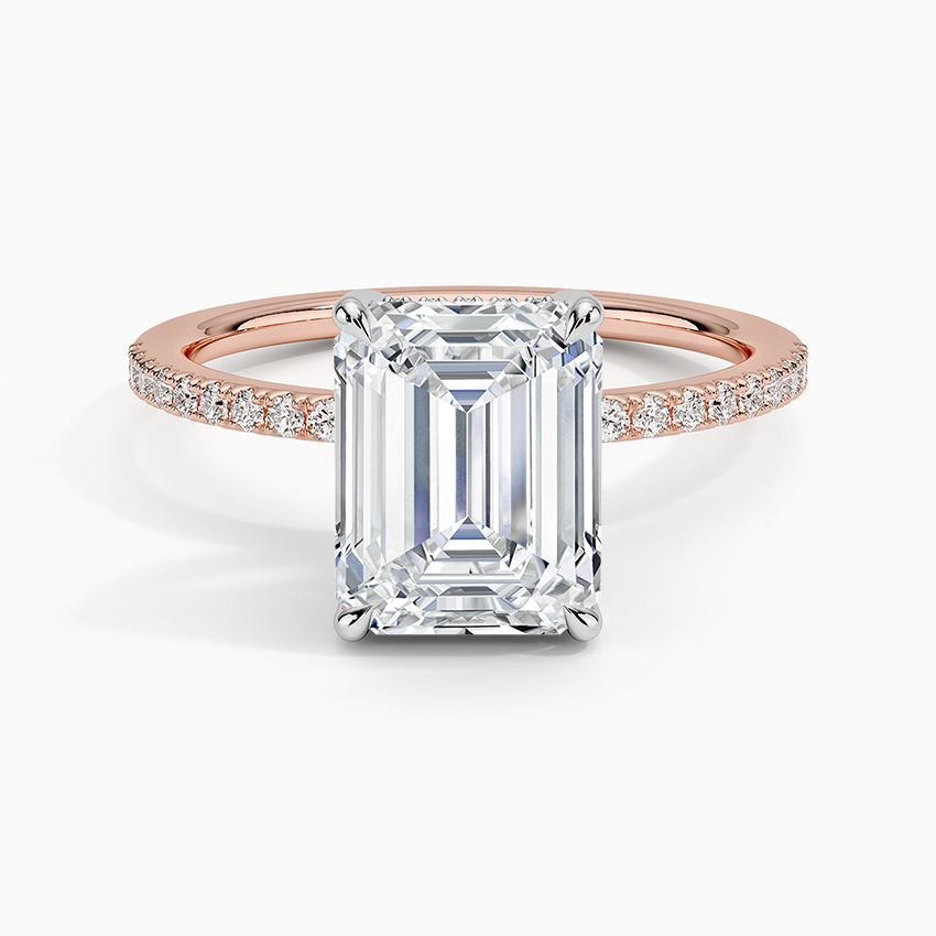 Yaalta Two-Tone Hidden Halo Emerald Ring