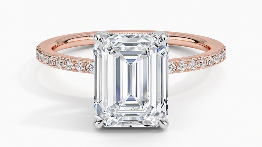 Yaalta Two-Tone Hidden Halo Emerald Ring