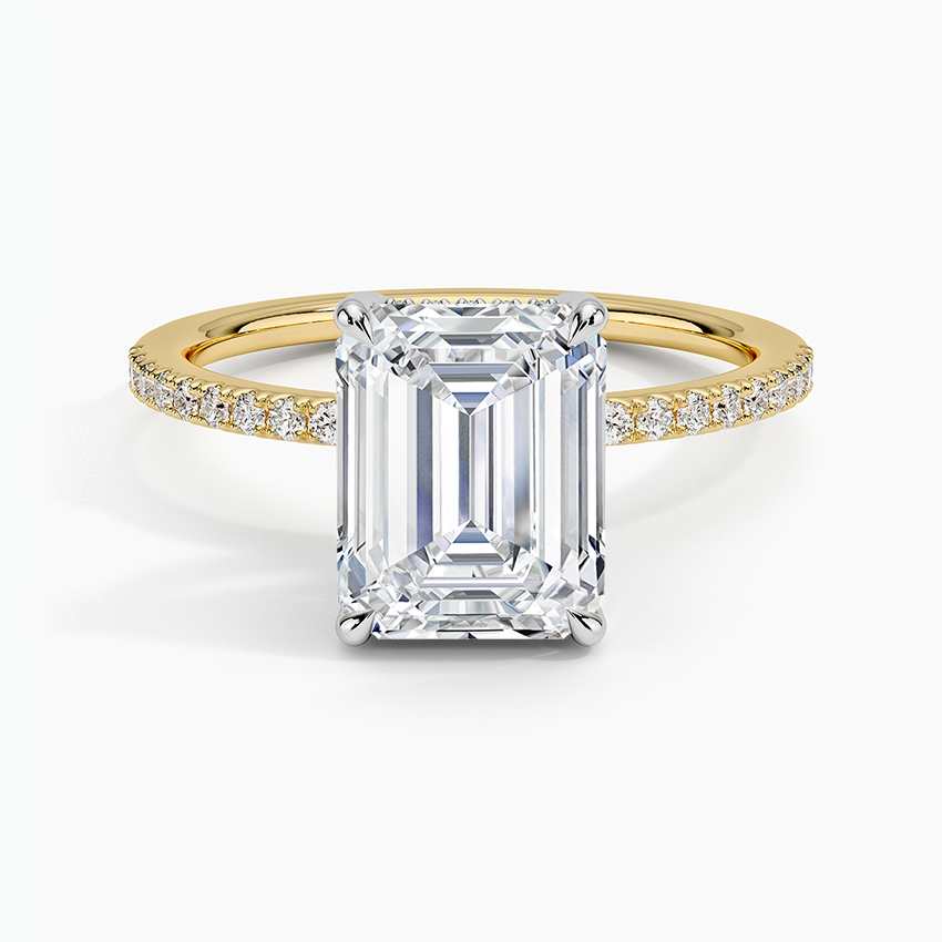 Yaalta Two-Tone Hidden Halo Emerald Ring