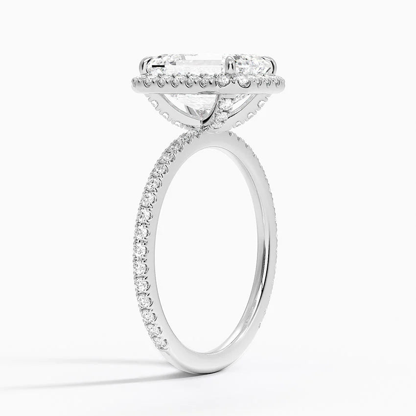 Yaalta Halo Emerald Engagement Ring