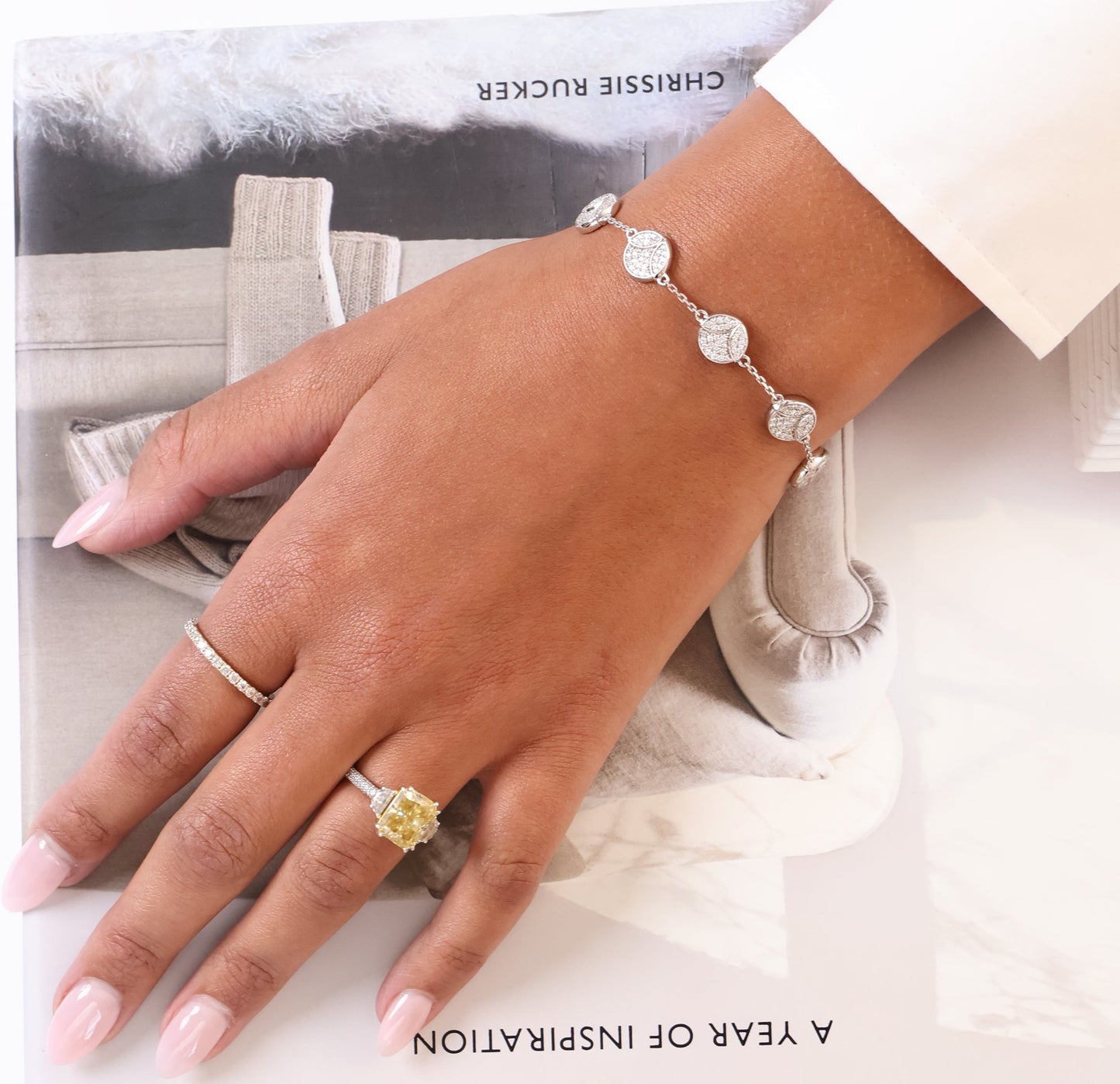 Yellow Radiant Cut Diamond Three-Stone Ring