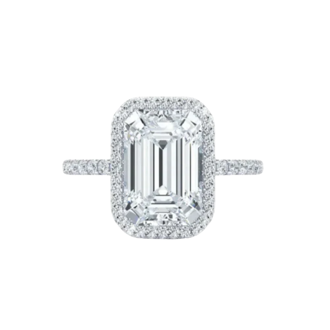 Yaalta Halo Emerald Engagement Ring