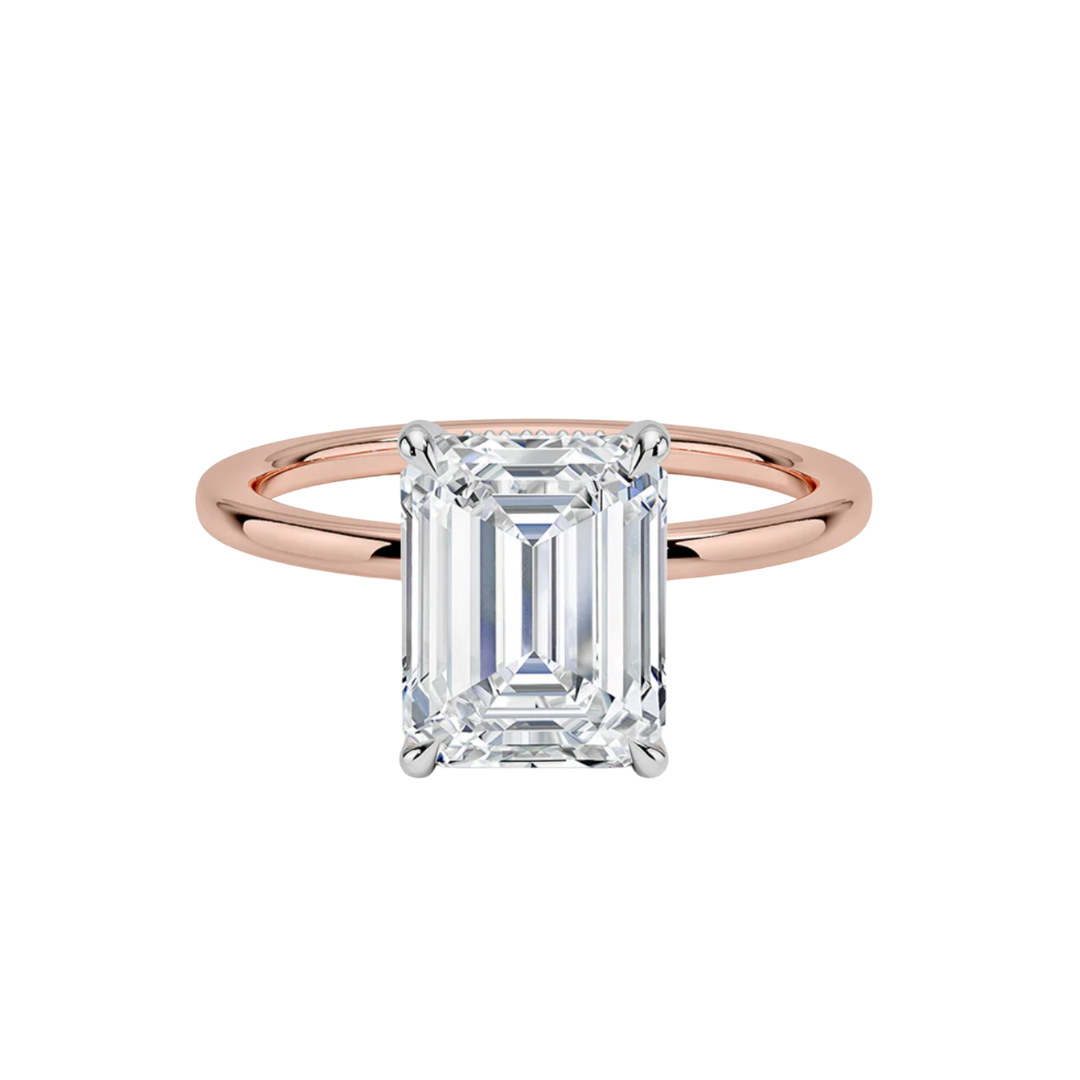 Yaalta Two-Tone Hidden Halo Emerald Ring