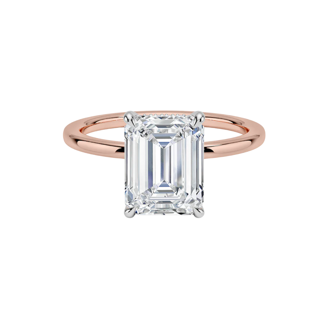 Yaalta Two-Tone Hidden Halo Emerald Ring